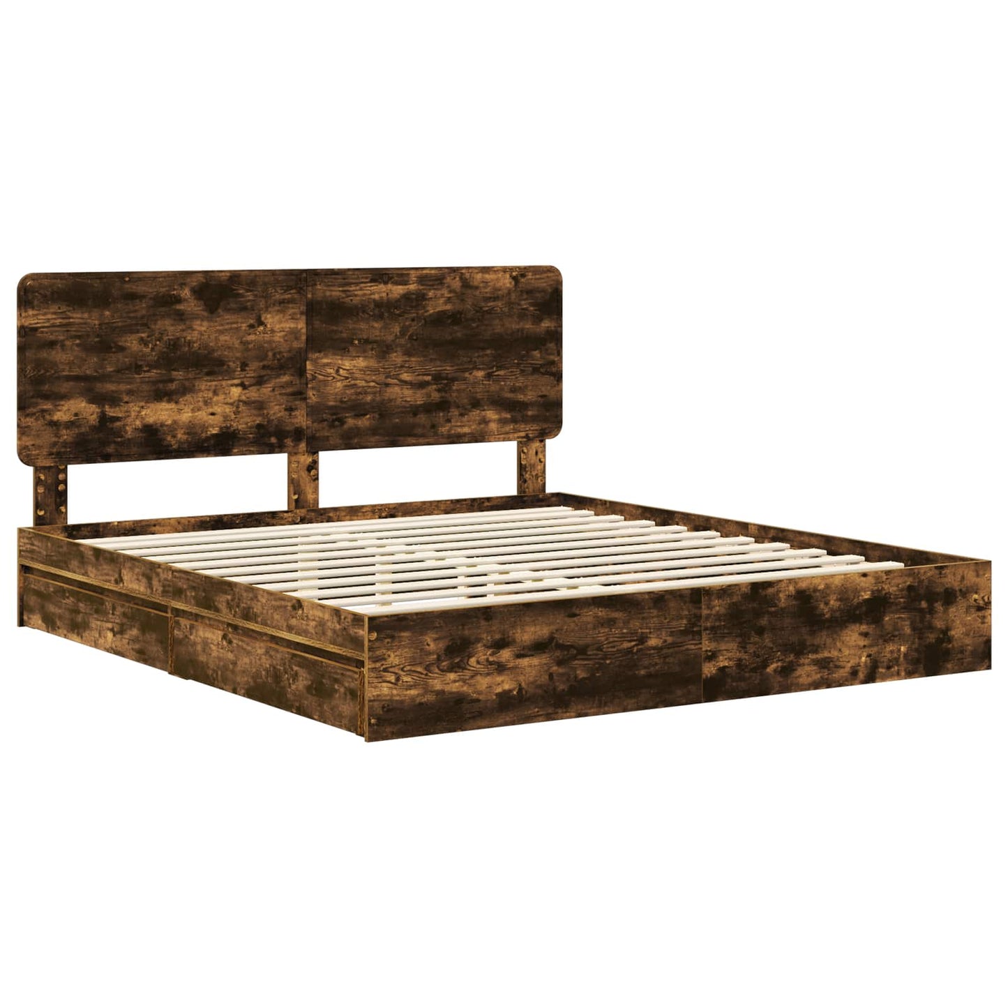 Storage Bed with Drawer Smoked Oak 180 x 200 cm Engineered Wood