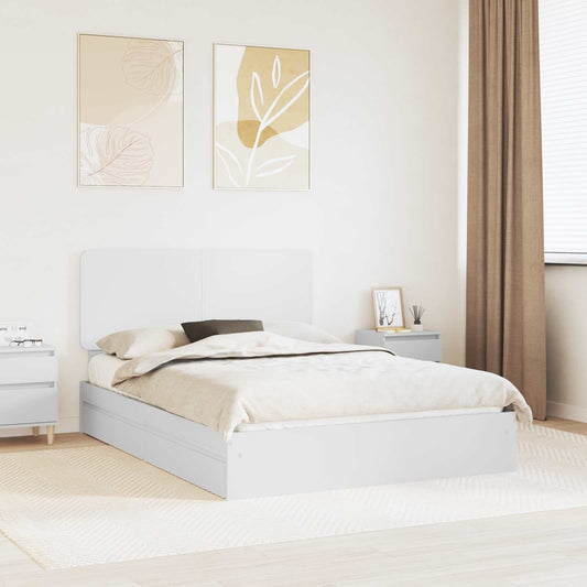 Storage Bed with Headboard White 160 x 200 cm Engineered Wood