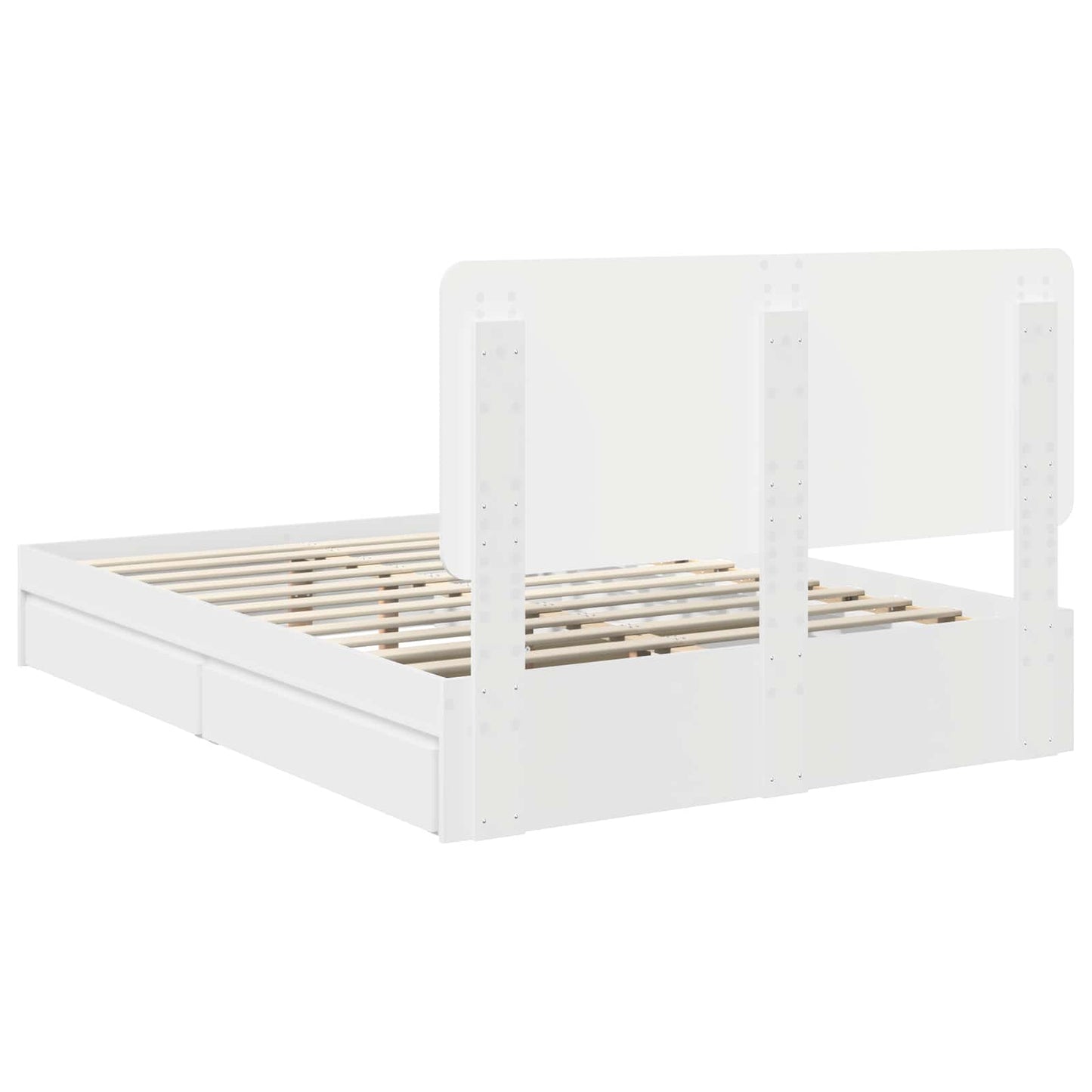Storage Bed with Headboard White 160 x 200 cm Engineered Wood