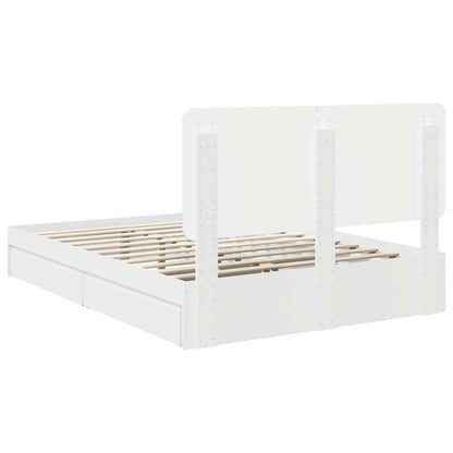 Storage Bed with Headboard White 160 x 200 cm Engineered Wood