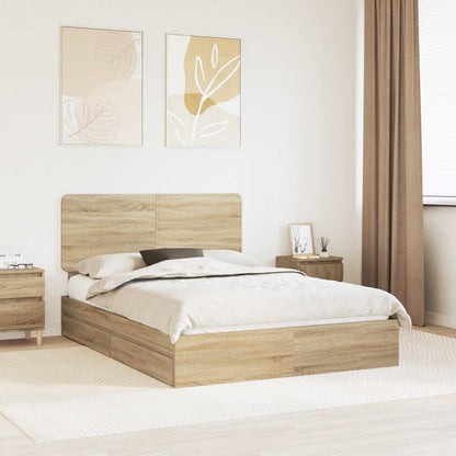 Storage Bed with Drawer Sonoma Oak 160 x 200 cm Engineered Wood
