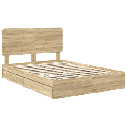 Storage Bed with Drawer Sonoma Oak 160 x 200 cm Engineered Wood