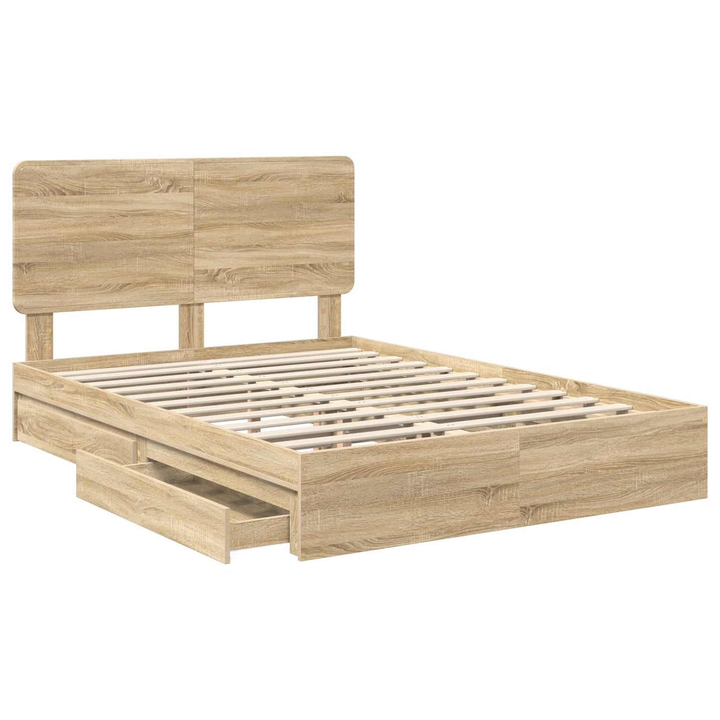 Storage Bed with Drawer Sonoma Oak 160 x 200 cm Engineered Wood