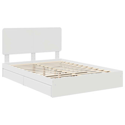 Storage Bed with Headboard White 140 x 190 cm Engineered Wood