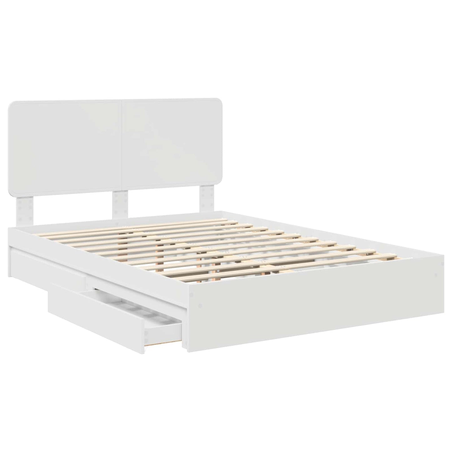 Storage Bed with Headboard White 140 x 190 cm Engineered Wood