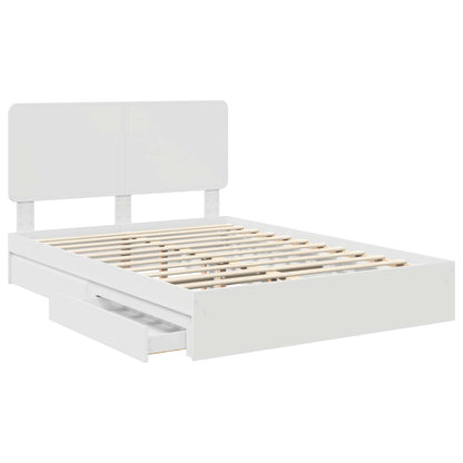 Storage Bed with Headboard White 140 x 190 cm Engineered Wood
