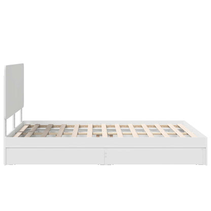 Storage Bed with Headboard White 140 x 190 cm Engineered Wood