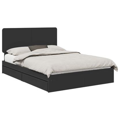 Storage Bed with Headboard Black 140 x 190 cm Engineered Wood