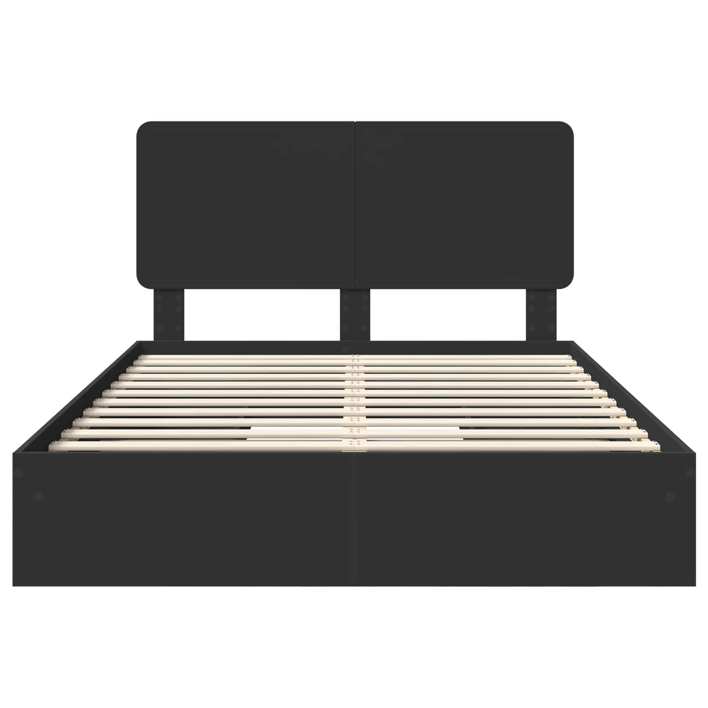 Storage Bed with Headboard Black 140 x 190 cm Engineered Wood