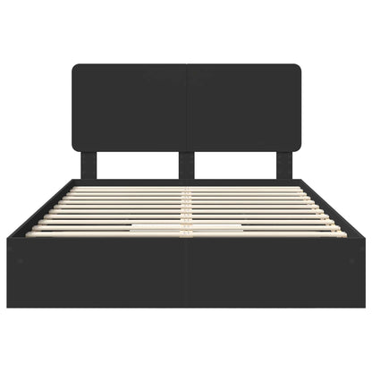 Storage Bed with Headboard Black 140 x 190 cm Engineered Wood
