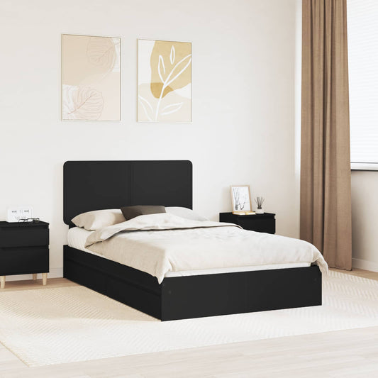 Storage Bed with Headboard Black 120 x 200 cm Engineered Wood