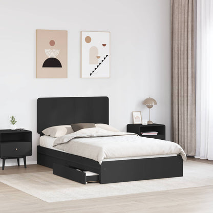 Storage Bed with Headboard Black 120 x 200 cm Engineered Wood