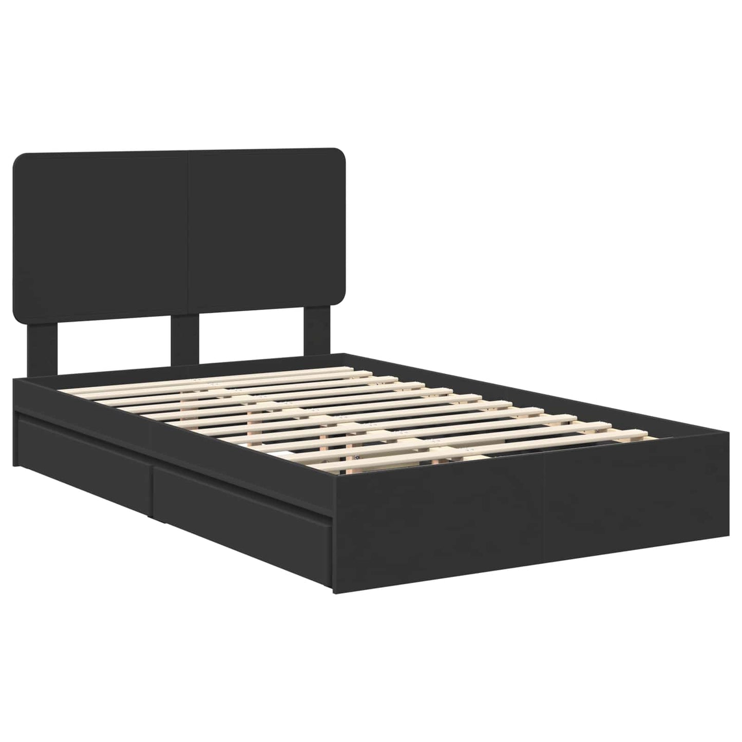 Storage Bed with Headboard Black 120 x 200 cm Engineered Wood
