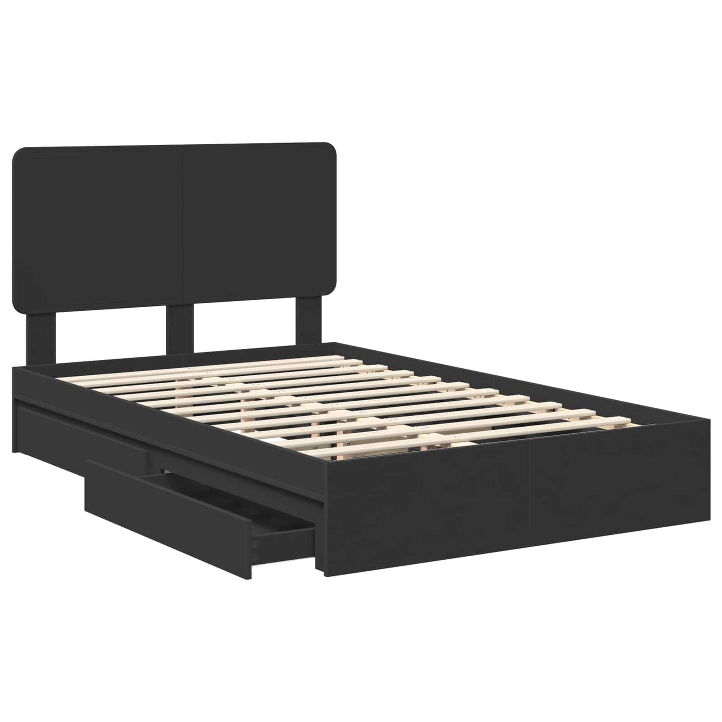 Storage Bed with Headboard Black 120 x 200 cm Engineered Wood