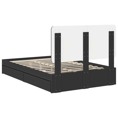 Storage Bed with Headboard Black 120 x 200 cm Engineered Wood