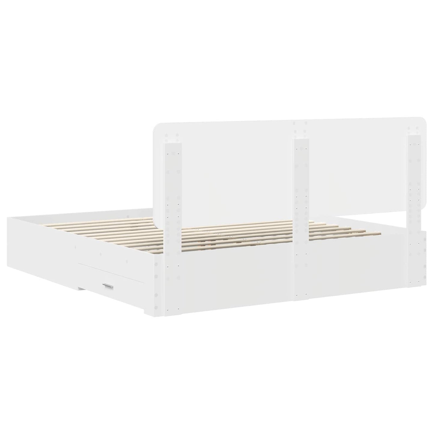 Bed Frame with Headboard White 200 x 200 cm Engineered Wood