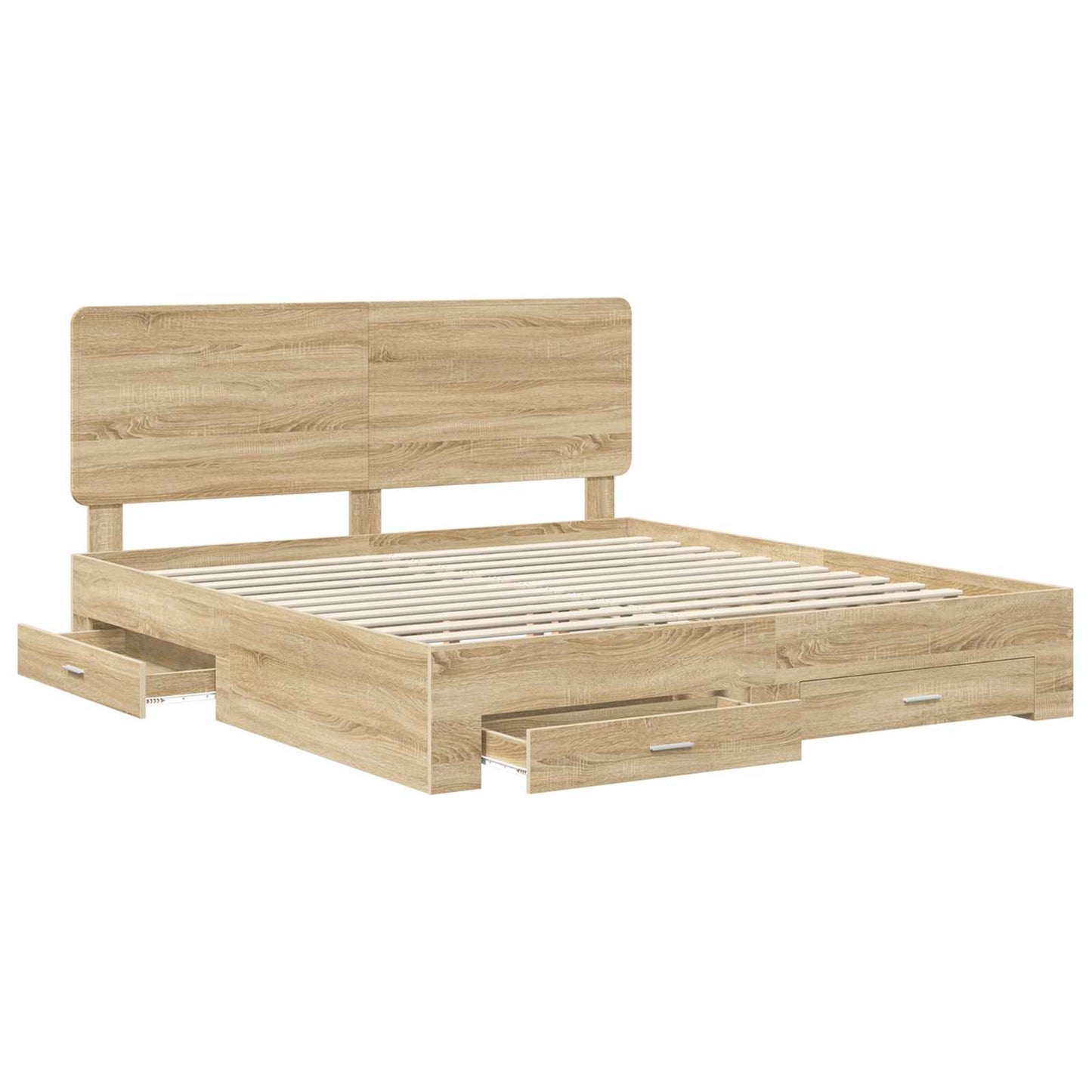 Bed Frame with Drawer Sonoma Oak 200 x 200 cm Engineered Wood