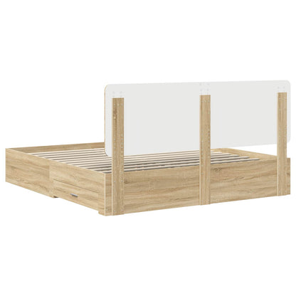 Bed Frame with Drawer Sonoma Oak 200 x 200 cm Engineered Wood