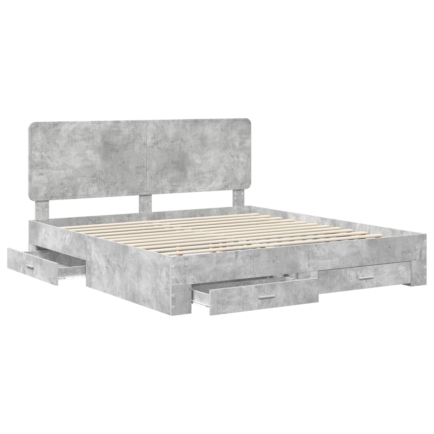 Bed Frame Concrete Grey 200 x 200 cm Engineered Wood
