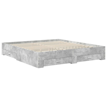 Bed Frame Concrete Grey 200 x 200 cm Engineered Wood
