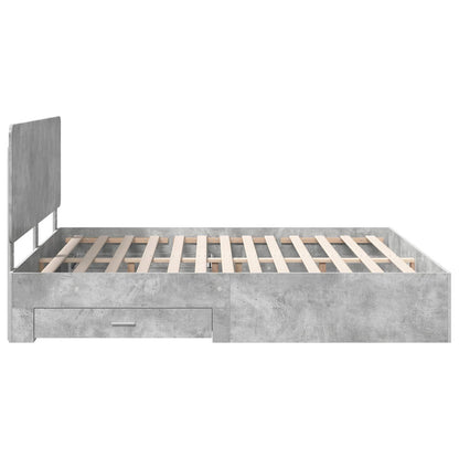 Bed Frame Concrete Grey 200 x 200 cm Engineered Wood