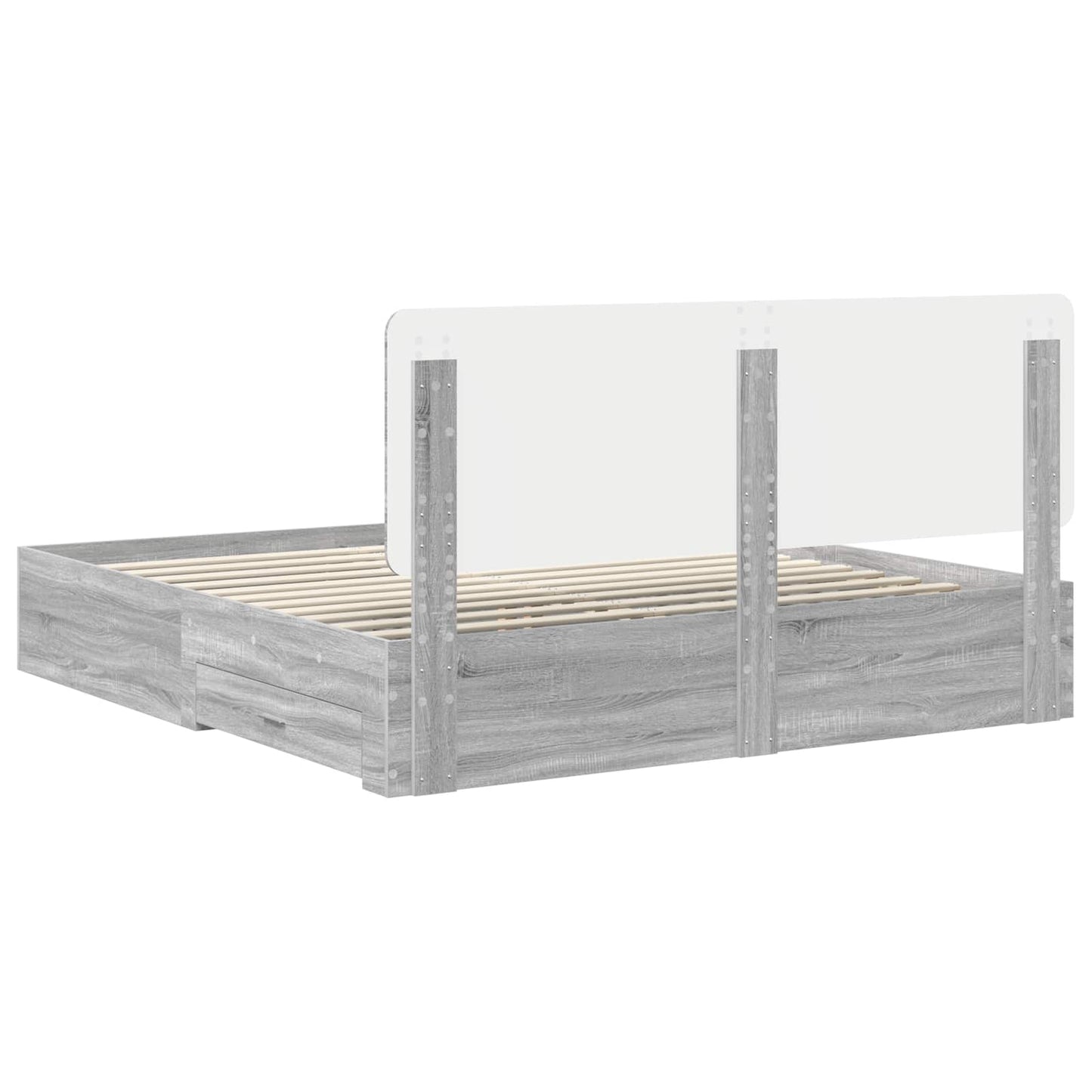 Bed Frame with Drawer Grey Sonoma 200 x 200 cm Engineered Wood
