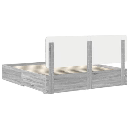 Bed Frame with Drawer Grey Sonoma 200 x 200 cm Engineered Wood