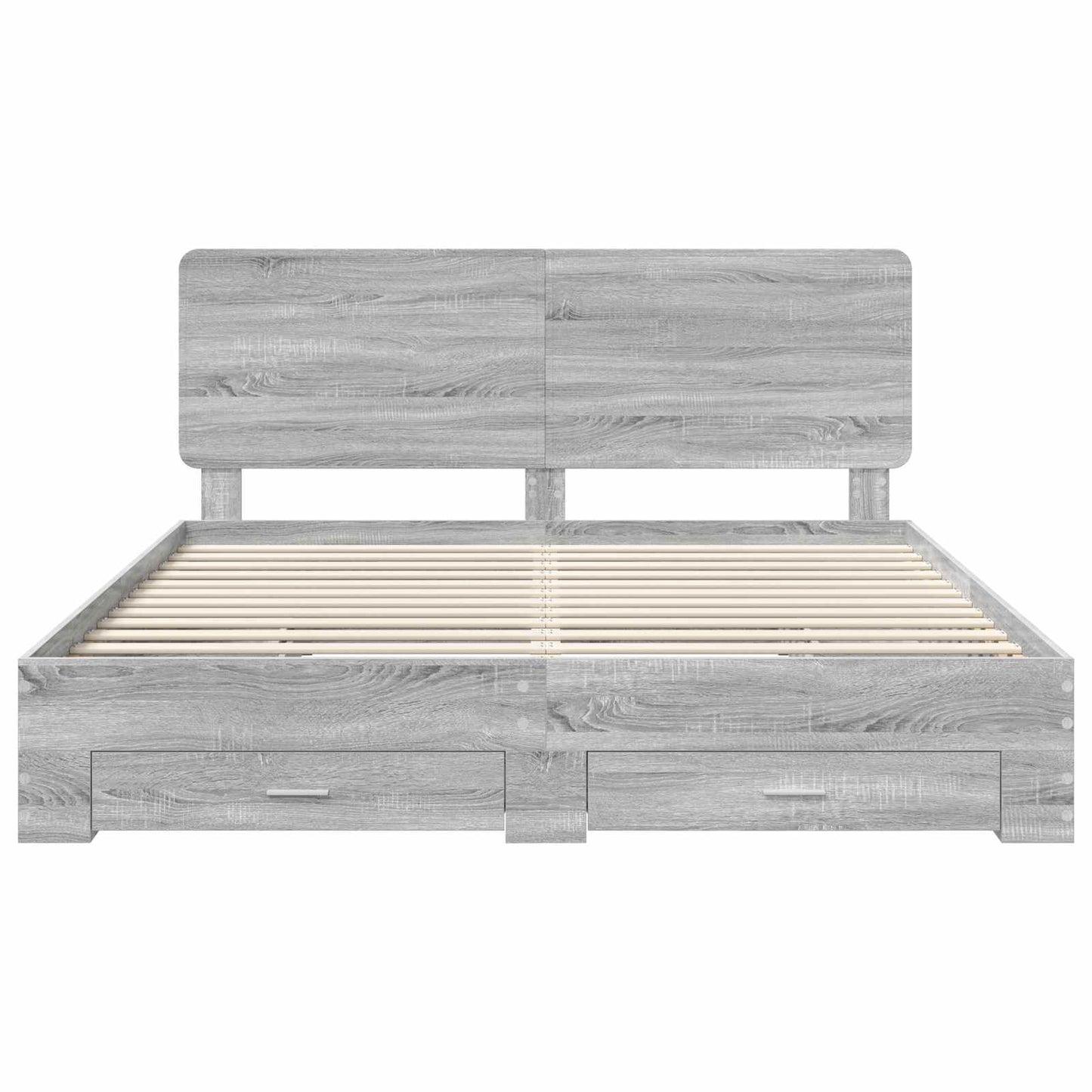 Bed Frame with Drawer Grey Sonoma 200 x 200 cm Engineered Wood
