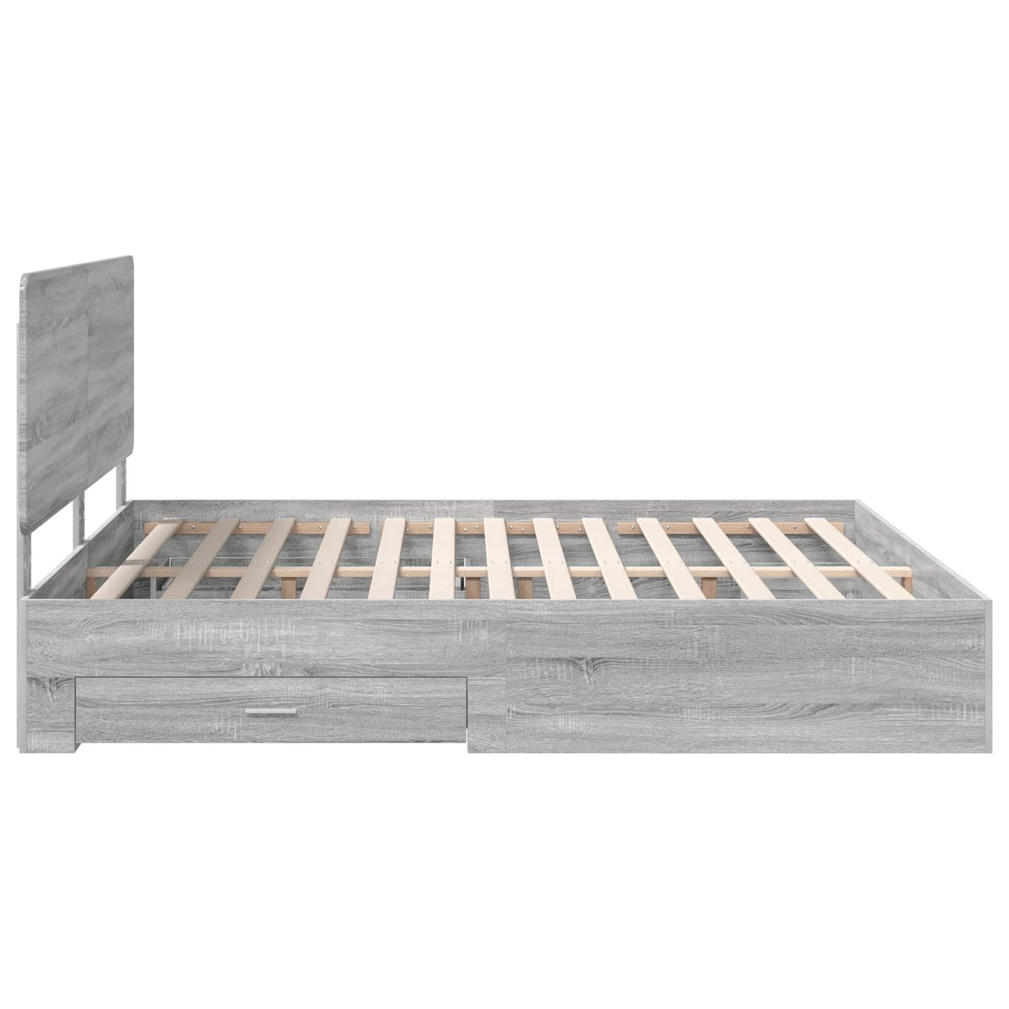 Bed Frame with Drawer Grey Sonoma 200 x 200 cm Engineered Wood