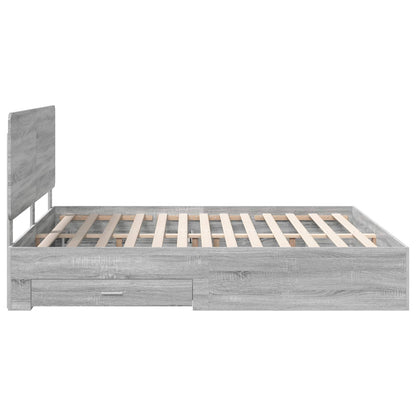 Bed Frame with Drawer Grey Sonoma 200 x 200 cm Engineered Wood