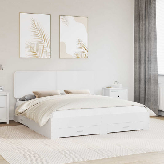 Bed Frame with Headboard White 180 x 200 cm Engineered Wood