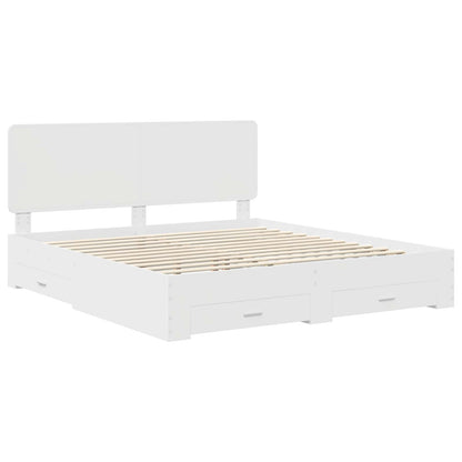 Bed Frame with Headboard White 180 x 200 cm Engineered Wood