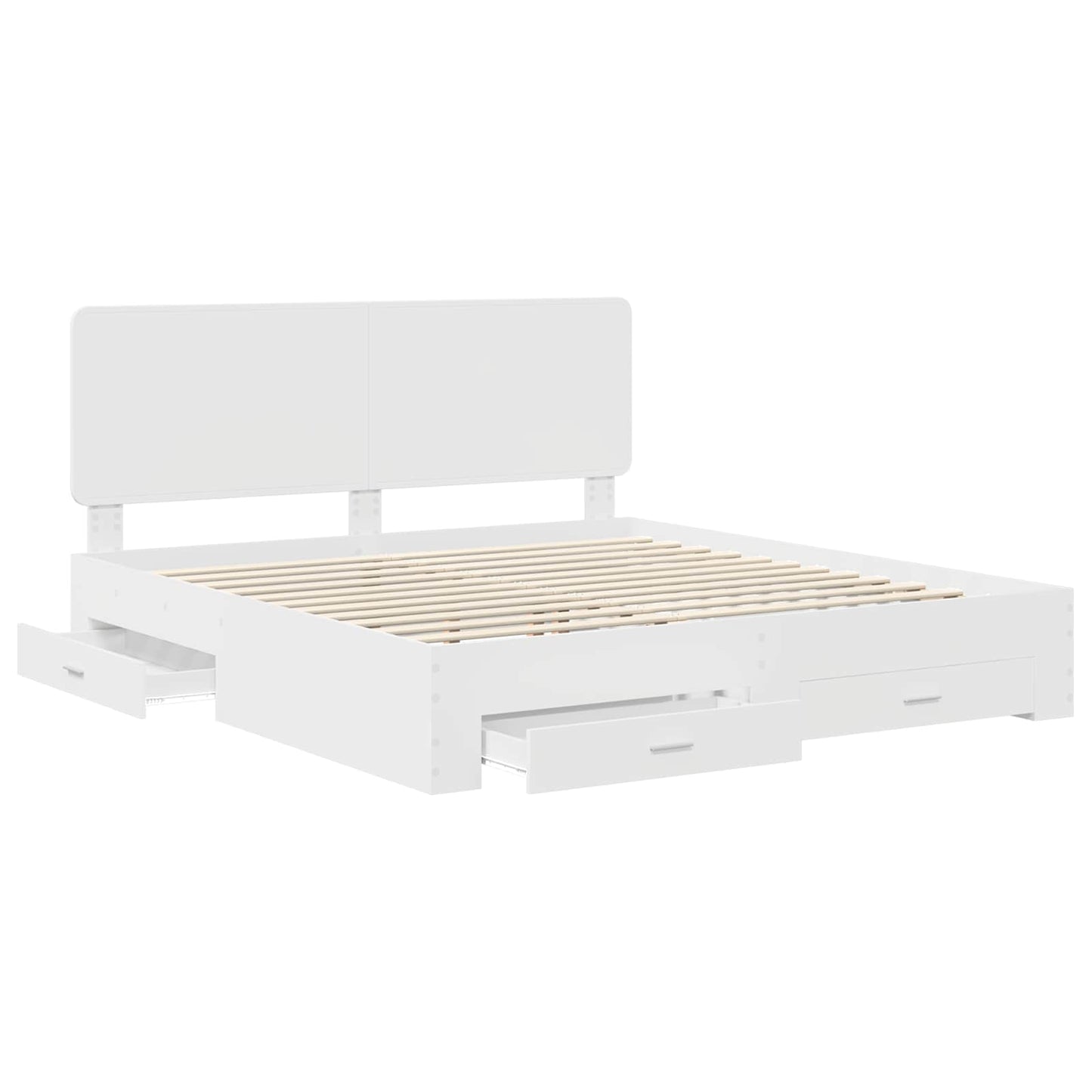 Bed Frame with Headboard White 180 x 200 cm Engineered Wood