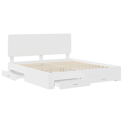 Bed Frame with Headboard White 180 x 200 cm Engineered Wood