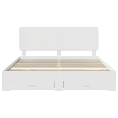Bed Frame with Headboard White 180 x 200 cm Engineered Wood
