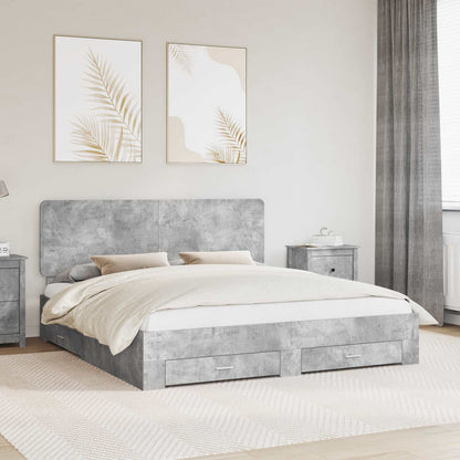 Bed Frame Concrete Grey 180 x 200 cm Engineered Wood
