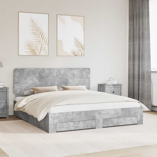 Bed Frame Concrete Grey 180 x 200 cm Engineered Wood