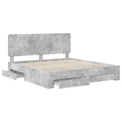 Bed Frame Concrete Grey 180 x 200 cm Engineered Wood