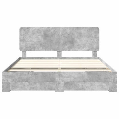 Bed Frame Concrete Grey 180 x 200 cm Engineered Wood