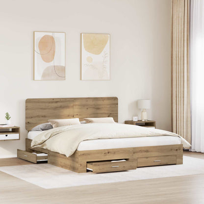 Bed Frame with Drawer Artisan Oak 180 x 200 cm Engineered Wood