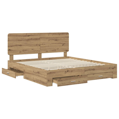 Bed Frame with Drawer Artisan Oak 180 x 200 cm Engineered Wood