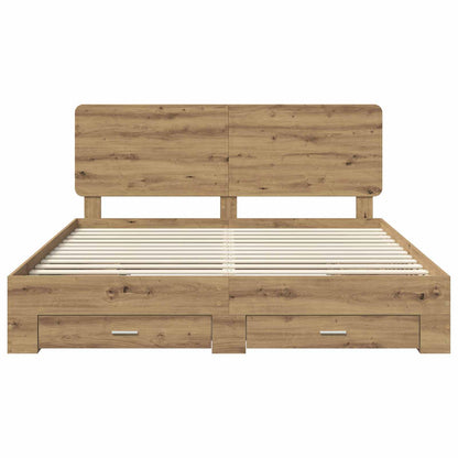 Bed Frame with Drawer Artisan Oak 180 x 200 cm Engineered Wood