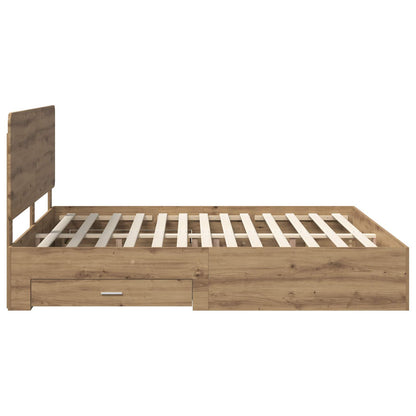 Bed Frame with Drawer Artisan Oak 180 x 200 cm Engineered Wood