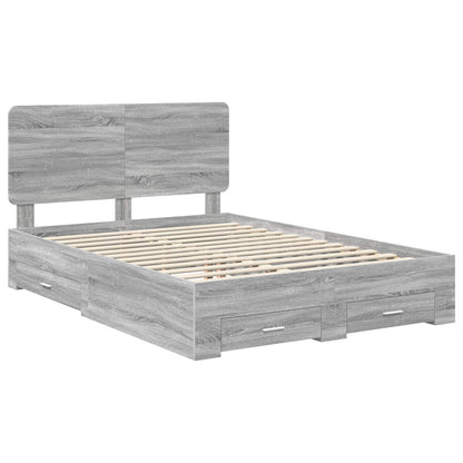 Bed Frame with Drawer Grey Sonoma 160 x 200 cm Engineered Wood