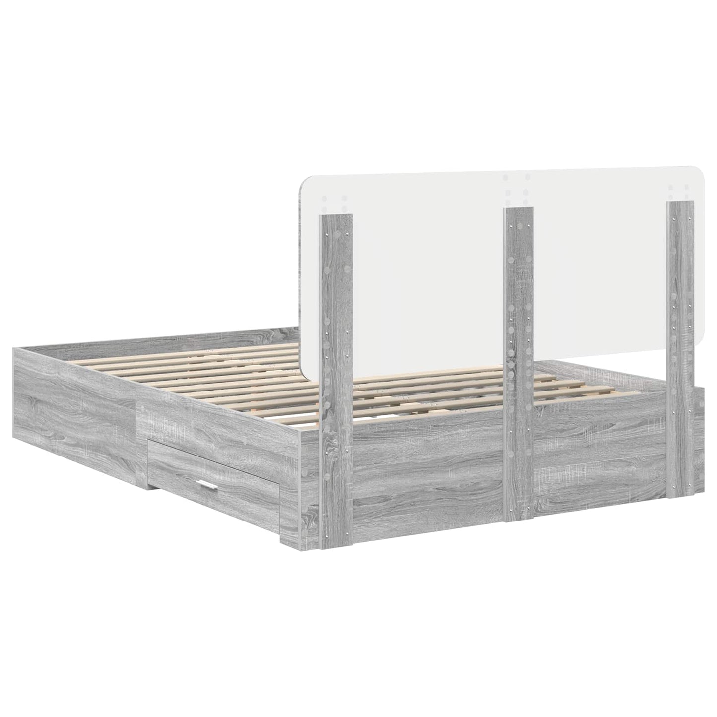 Bed Frame with Drawer Grey Sonoma 160 x 200 cm Engineered Wood