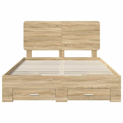 Bed Frame with Drawer Sonoma Oak 150 x 200 cm Engineered Wood