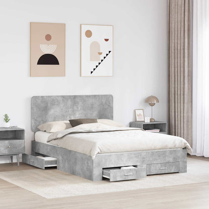 Bed Frame Concrete Grey 150 x 200 cm Engineered Wood