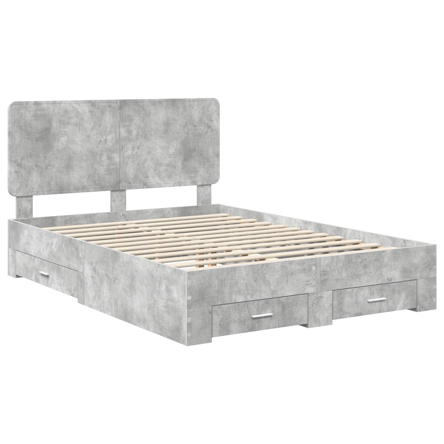 Bed Frame Concrete Grey 150 x 200 cm Engineered Wood