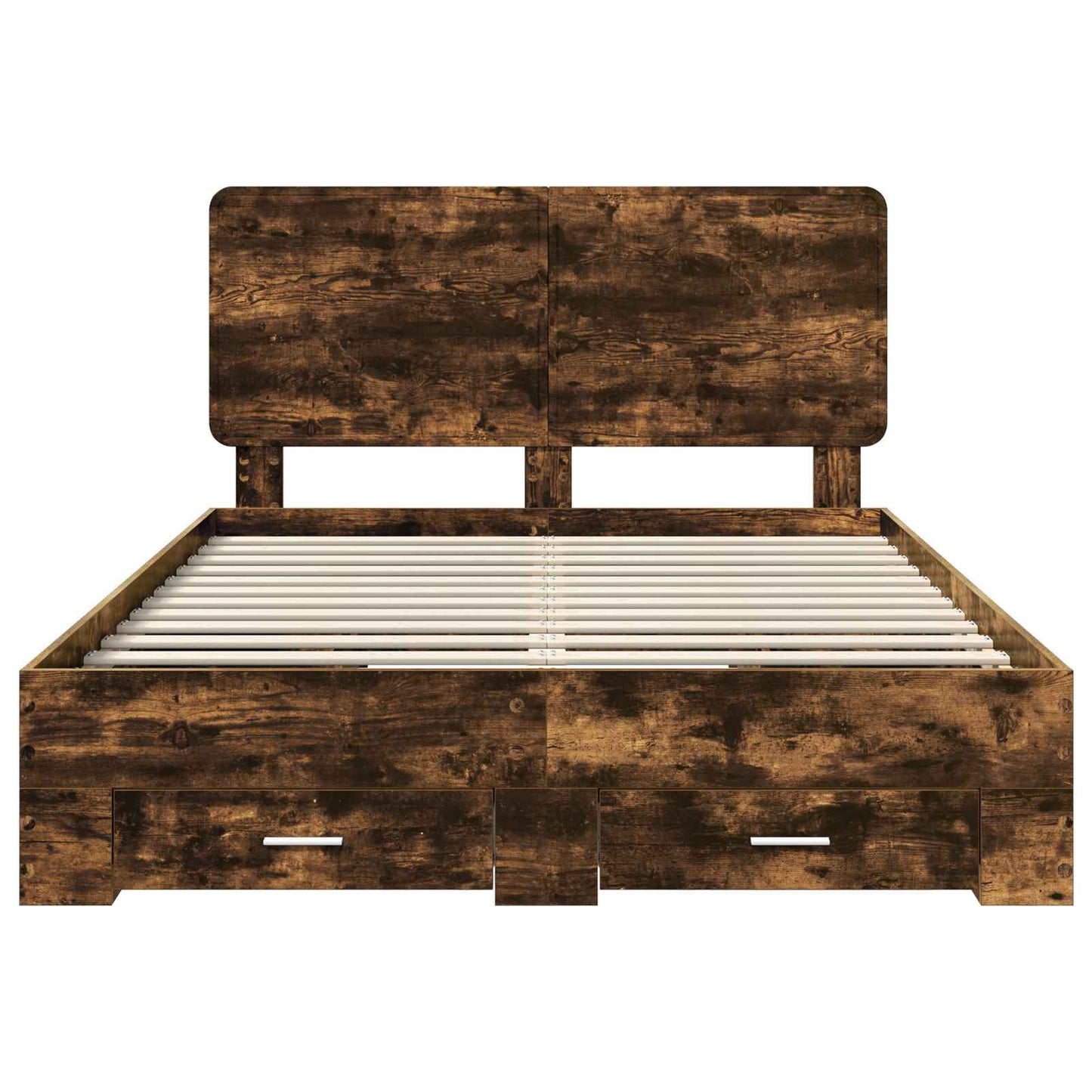 Bed Frame with Drawer Smoked Oak 150 x 200 cm Engineered Wood