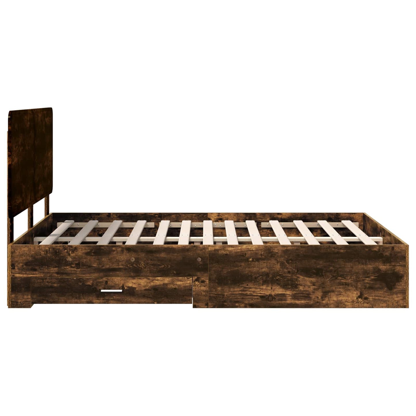 Bed Frame with Drawer Smoked Oak 150 x 200 cm Engineered Wood